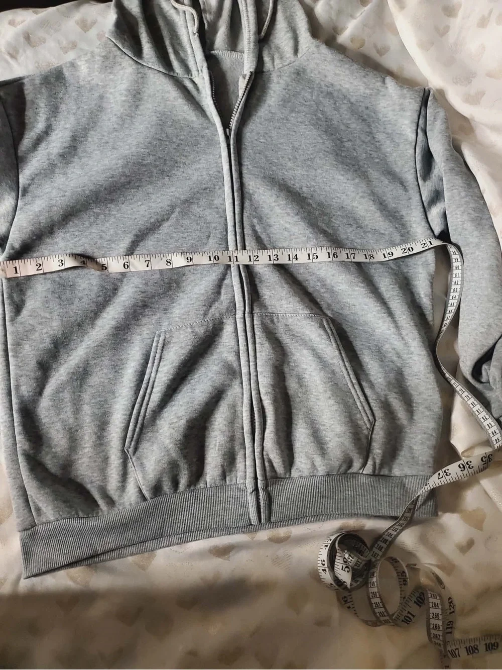 Light Gray Full-Zip Hooded Sweatshirt